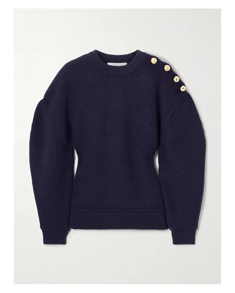 Lanvin Gerippter Wollpullover Mit Knöpfen - Blau Blau
