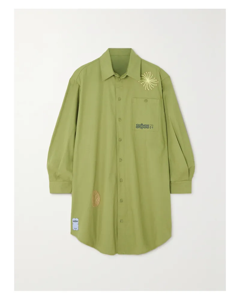 McQ Biosis Oversized-hemd Aus Baumwolle Mit Verzierungen - Grün Grün