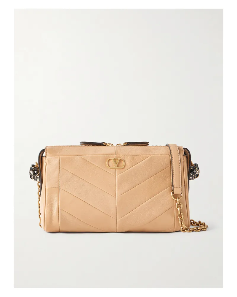 Valentino Garavani Panthea Paneled Leather Shoulder Bag - Neutrals Neutrals
