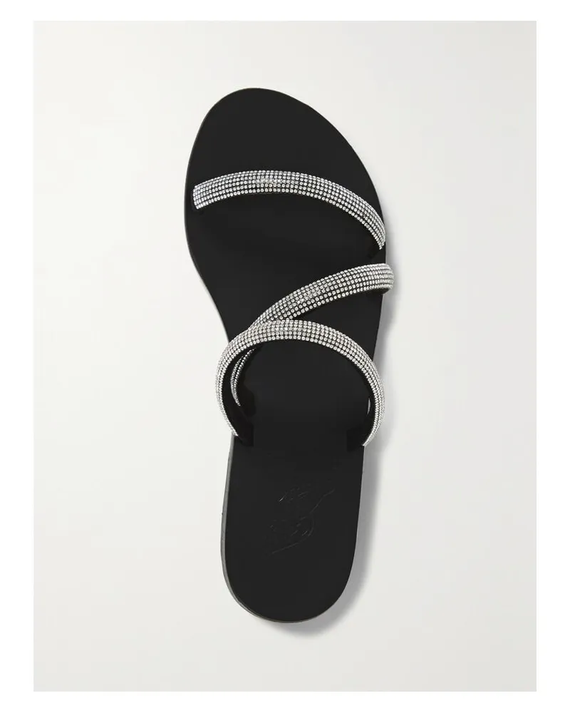 Ancient Greek Sandals Polytimi Diamante Sandalen Aus Veloursleder Mit Kristallen - Schwarz Schwarz