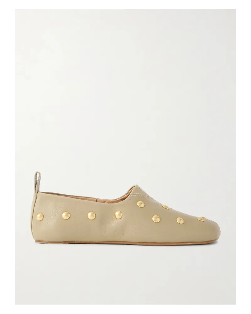 Chloé Rita Embellished Leather Ballet Flats - Neutrals Neutrals