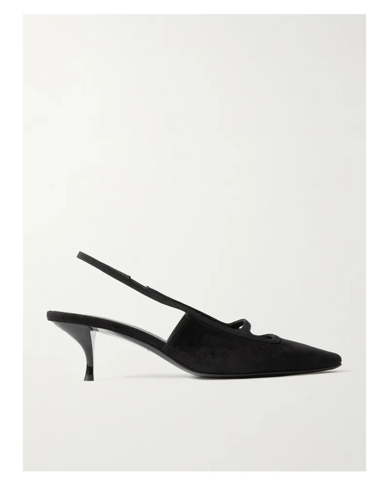 NEOUS Sabik Slingback-pumps Aus Veloursleder Mit Ripsbandbesätzen - Schwarz Schwarz