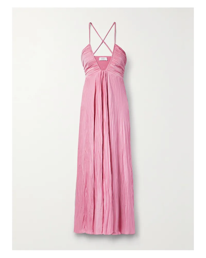 A.L.C. Angelina Maxikleid Aus Satin In Knitteroptik - Pink Pink