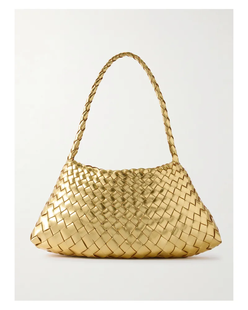 Dragon Diffusion Rosanna Mini Woven Metallic Leather Tote - Gold Gold