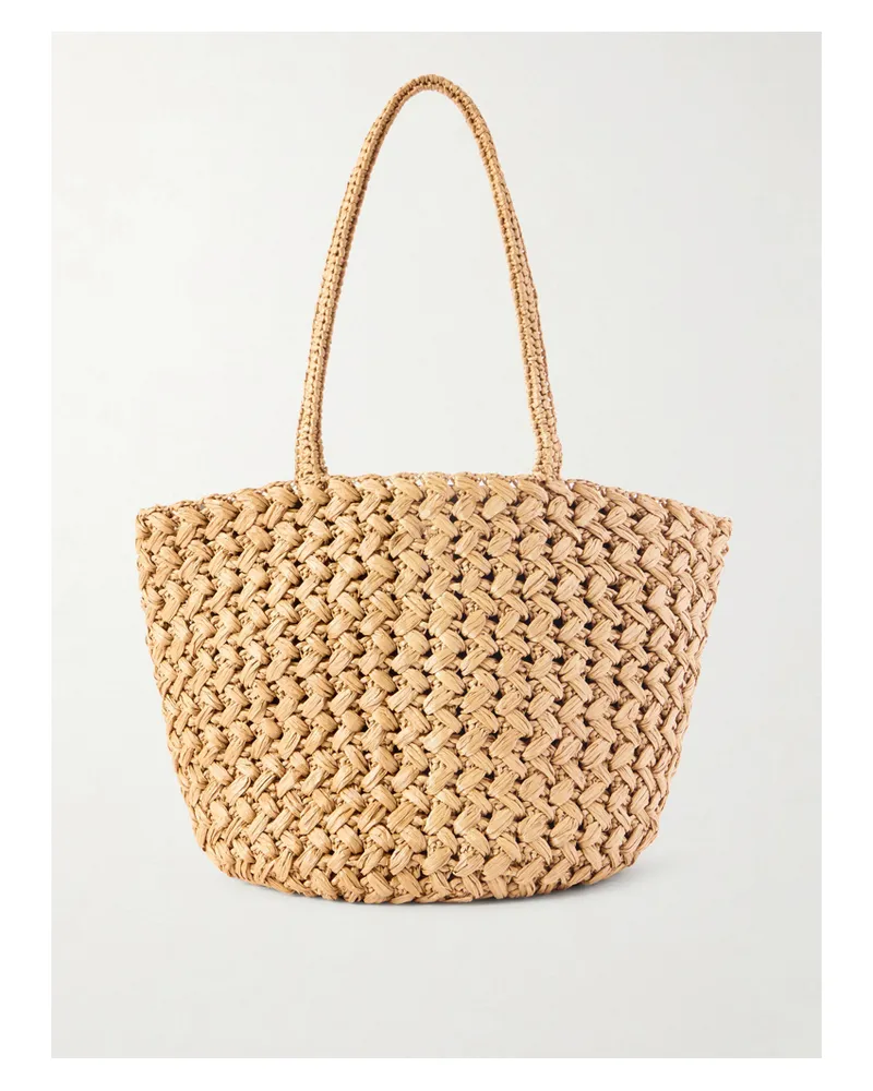 The Row Estelle Leather-trimmed Raffia Tote - Neutrals Neutrals