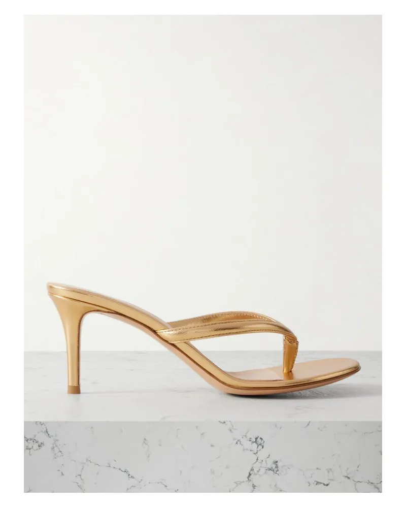 Gianvito Rossi Calypso 70 Mules Aus Leder In Metallic-optik - Gold Gold