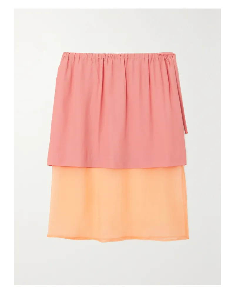 Dries van Noten Zweilagiger Midirock Aus Crêpe Und Chiffon Mit Wickeleffekt - Pink Pink