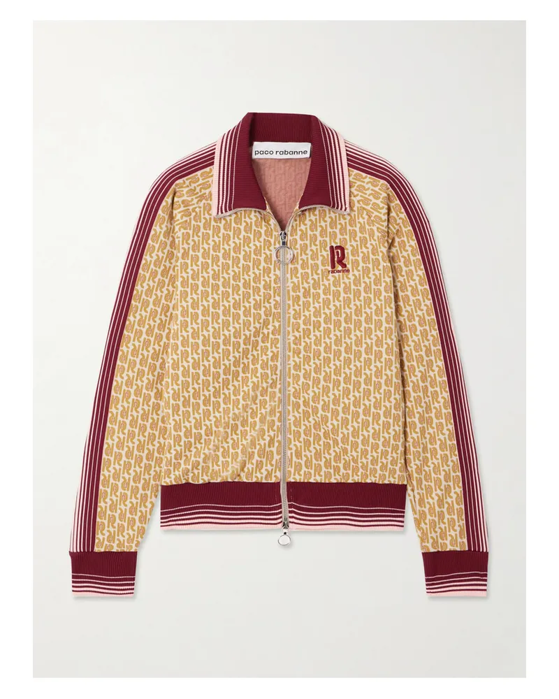 Paco Rabanne Trainingsjacke Aus Stretch-jacquard-strick Mit Streifen Und Stickereien - Braun Braun
