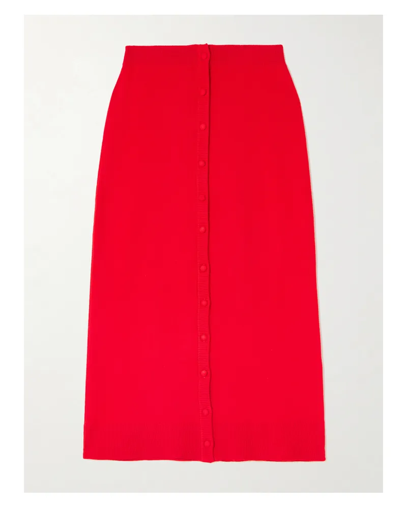 Victoria Beckham Midirock Aus Einer Gerippten Merinowollmischung - Rot Rot