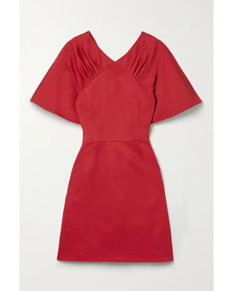 Carolina Herrera New York Minikleid Aus Twill Aus Einer Baumwollmischung Mit Raffungen - Burgunder Burgunder