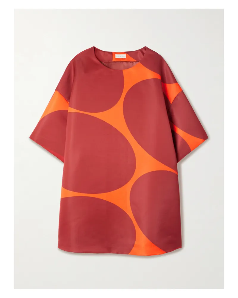 Dries van Noten Oversized-minikleid Aus Bedrucktem Taft - Orange Orange