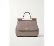 Sicily Medium Textured-leather Tote - Brown