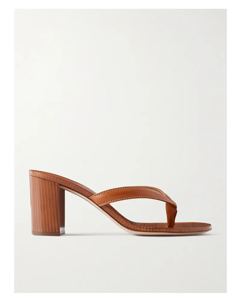 Gianvito Rossi Leather 70mm Heel Thong Sandals - Brown Brown