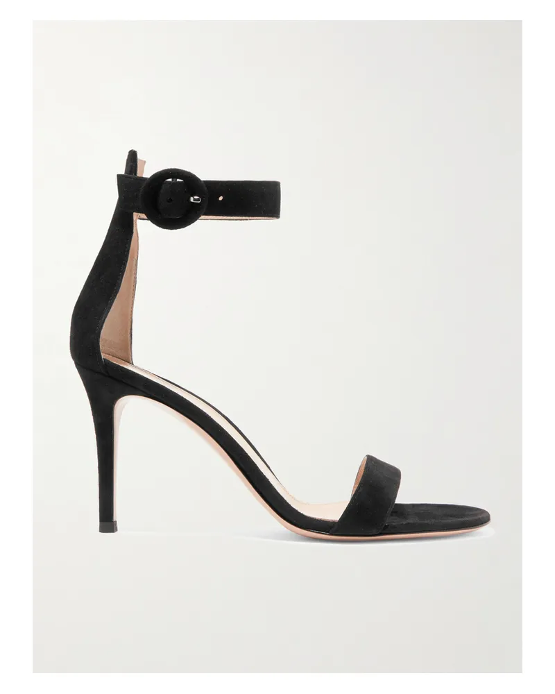 Gianvito Rossi Portofino 85 Suede Sandals - Black Black