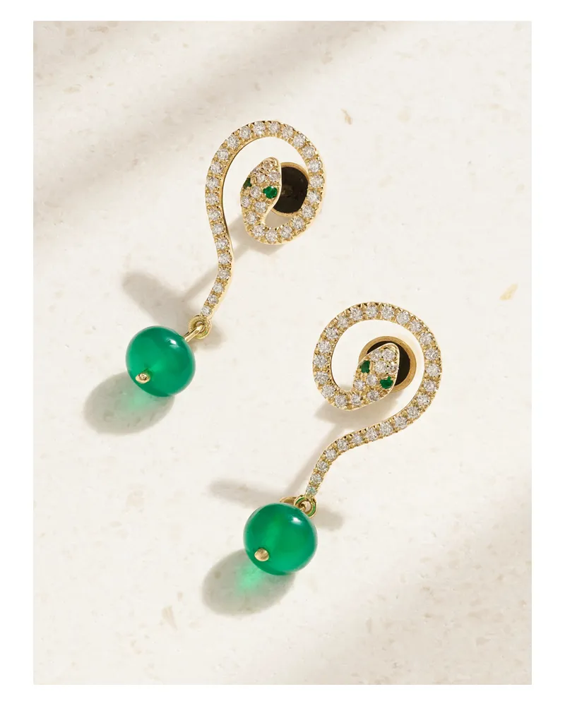 Ileana Makri Serpent Coil Ohrringe Aus 18 Karat Gold Mit Mehreren Steinen - Grün Grün