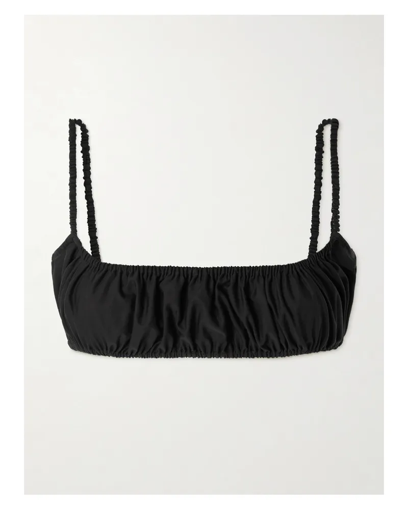 Alaïa Gathered Cotton-poplin Bralette - Black Black