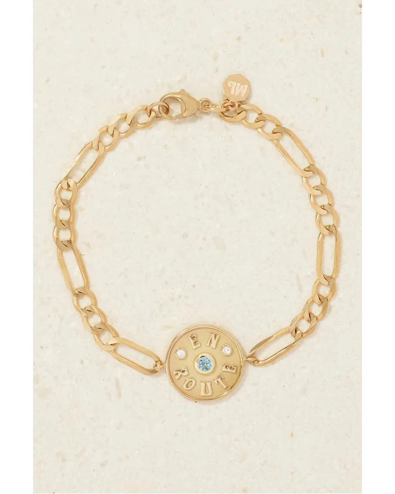 Marlo Laz Mini En Route Charm Armband aus 14 Karat Gold