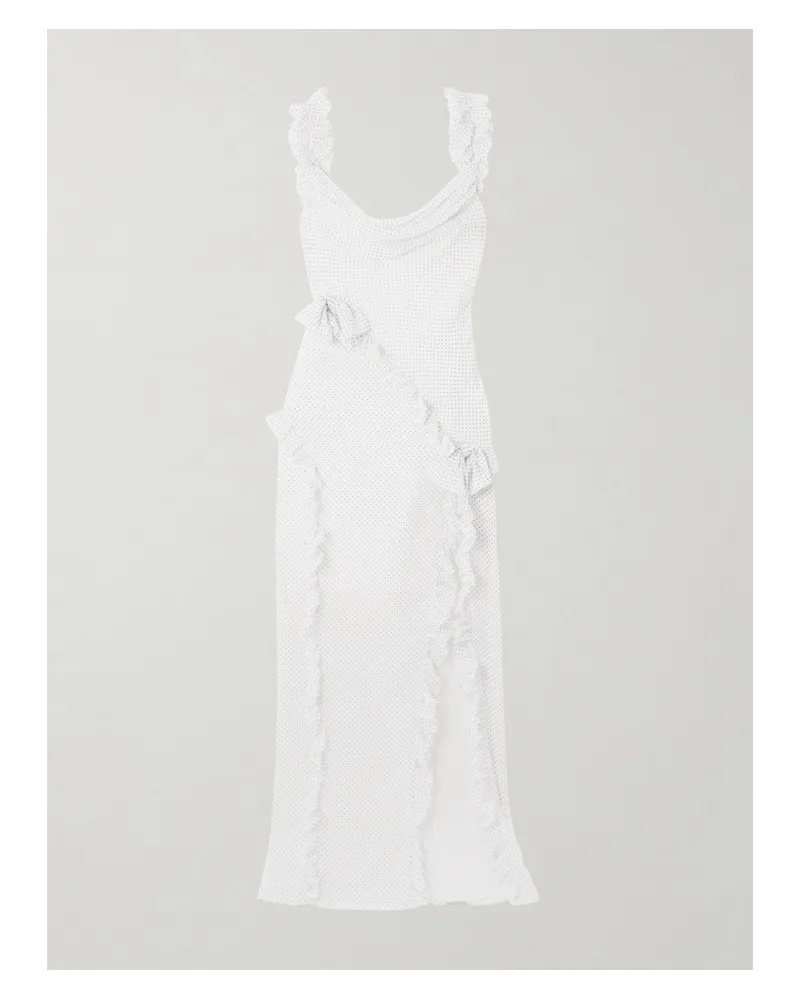 Alessandra Rich Robe Aus Seidenchiffon Mit Rüschen - Weiß Weiß