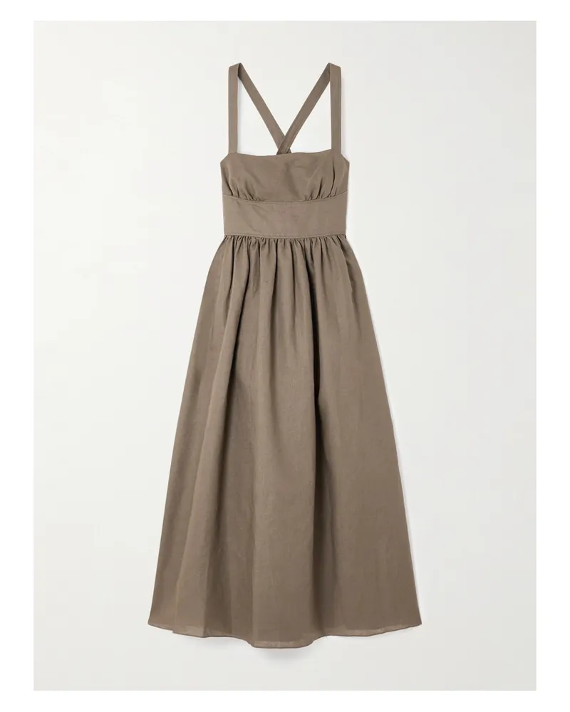 Matteau Linen And Cotton-blend Midi Dress - Green Green