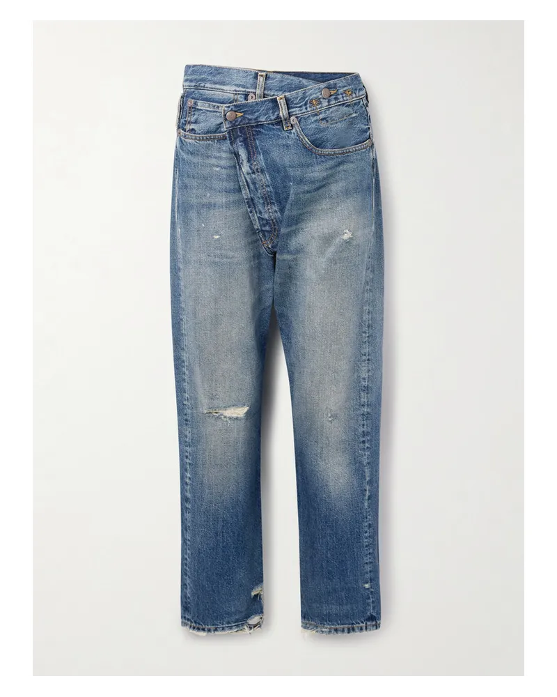 R13 Crossover Asymmetrische Boyfriend-jeans Blau