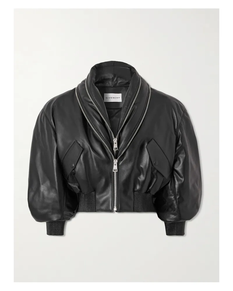 Givenchy Verkürzte, Mehrlagige Bomberjacke Aus Leder - Schwarz Schwarz