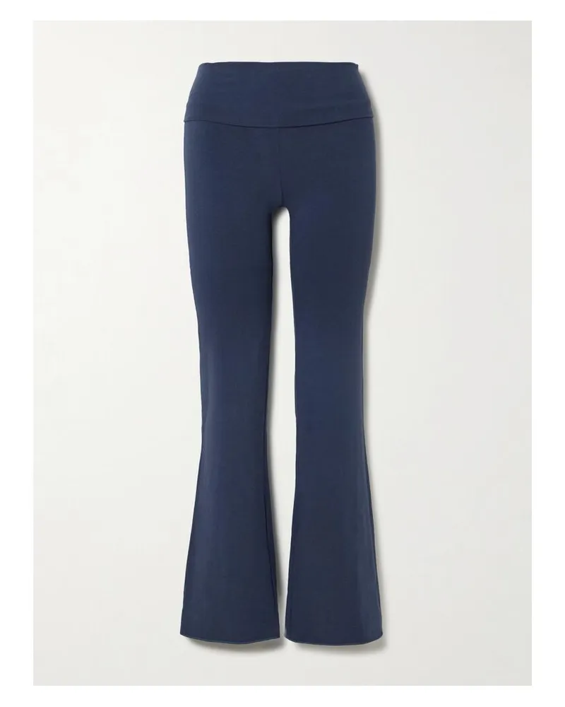 SKIMS Stretch-cotton Jersey Foldover Pants – Navy – Hose Aus Stretch-jersey Aus Baumwolle Mit Überschlag - Blau Blau