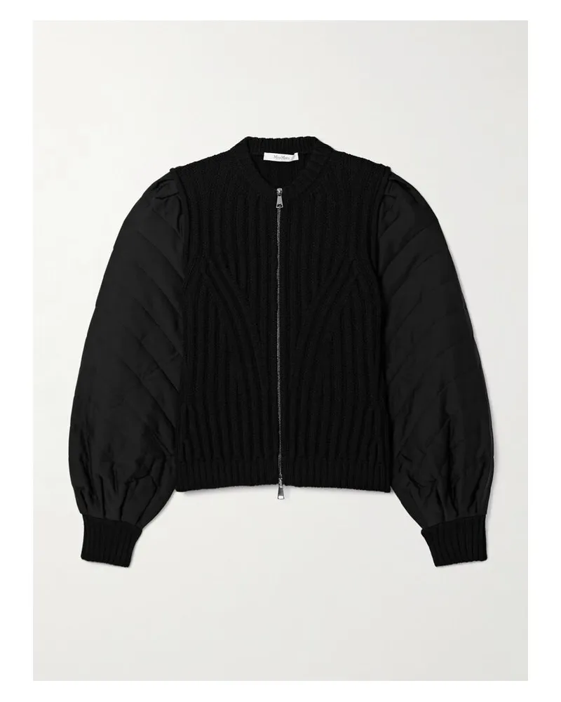Max Mara Torre Jacke Aus Gerippter Wolle Und Wattierter, Gesteppter Seide - Schwarz Schwarz