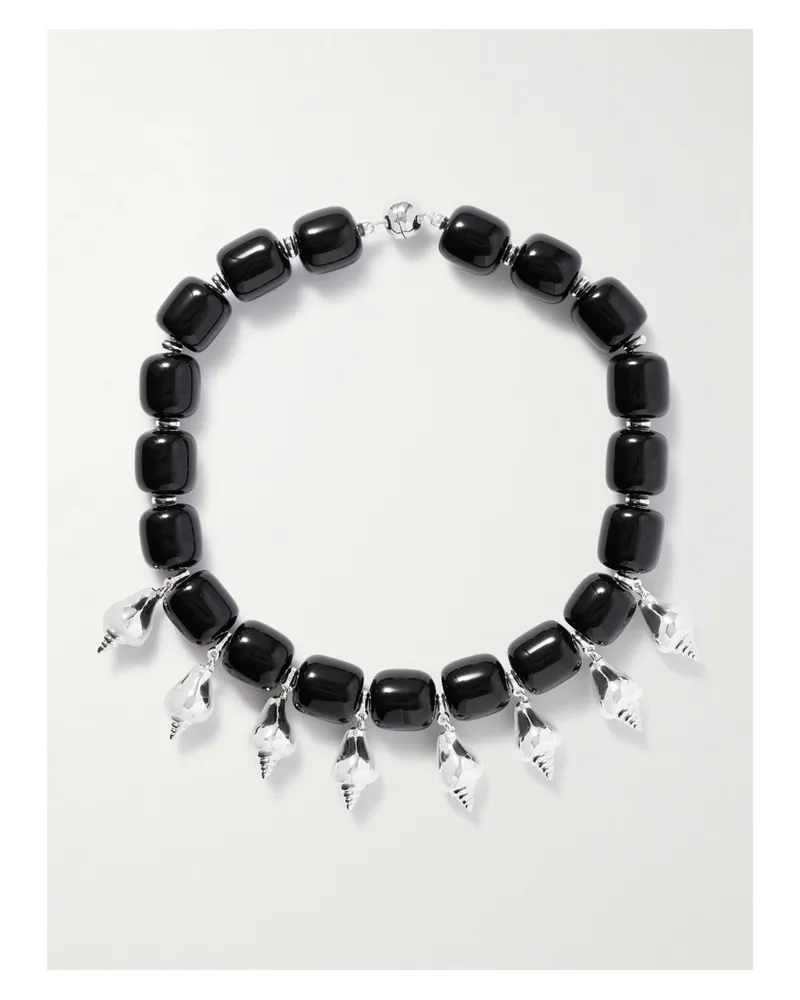 JULIETTA Odeon Silver-tone And Resin Necklace - Black Black