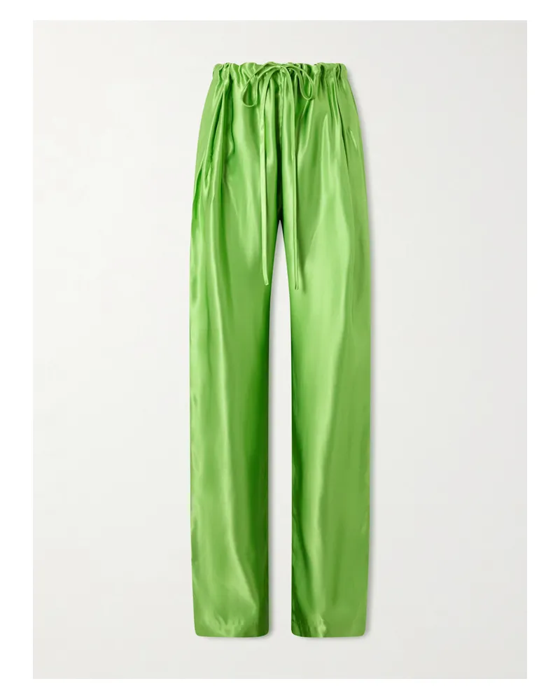 KHAITE Rohen Satin Pants - Green Green