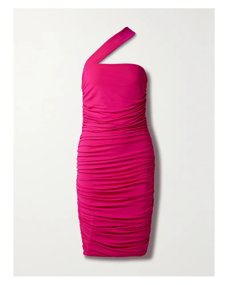 Michael Kors Asymmetrisches Midikleid Aus Stretch-crêpe Mit Raffungen - Pink Pink