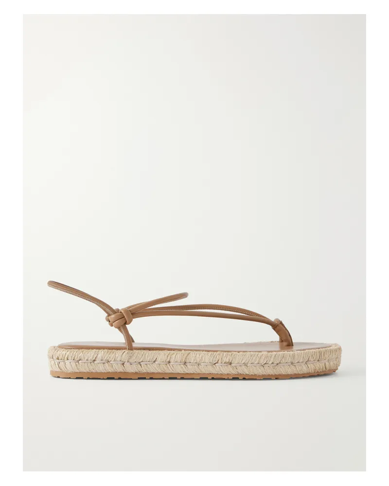 Gianvito Rossi Leather Espadrille Sandals - Brown Brown
