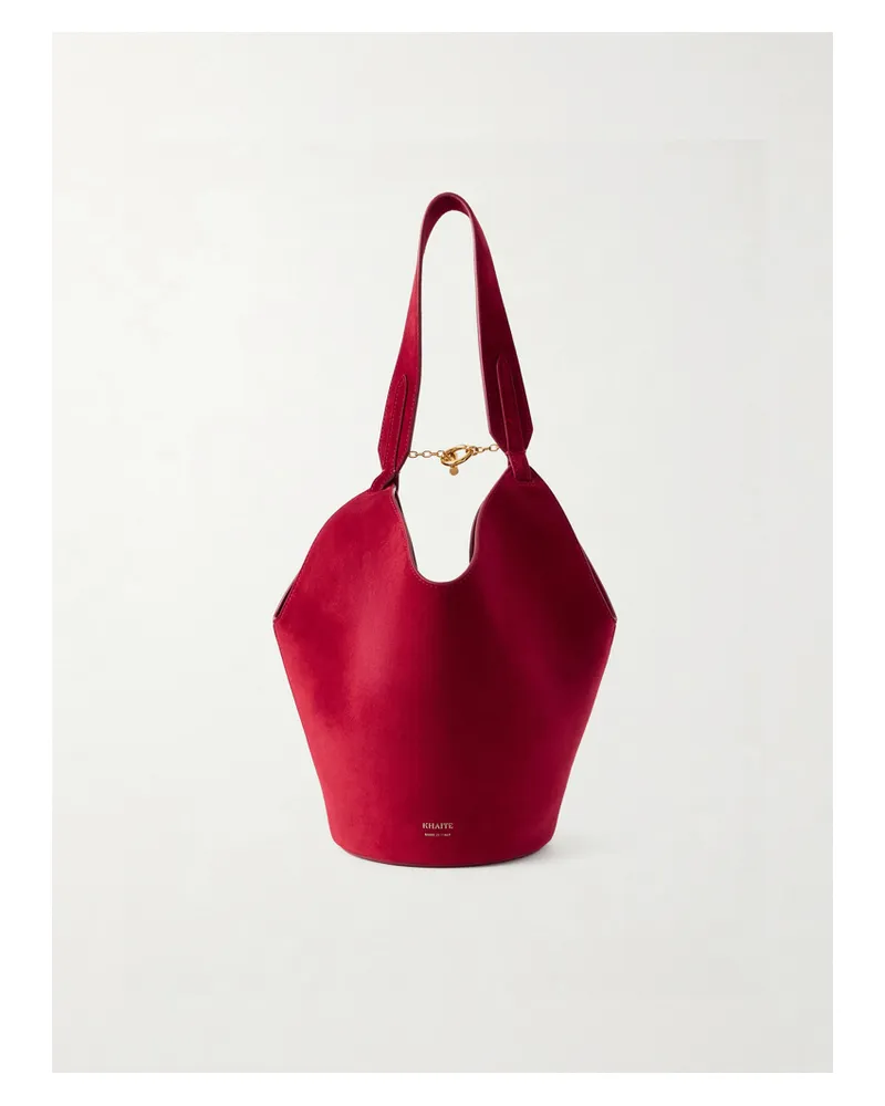 KHAITE Lotus Mini Suede Tote - Red Red