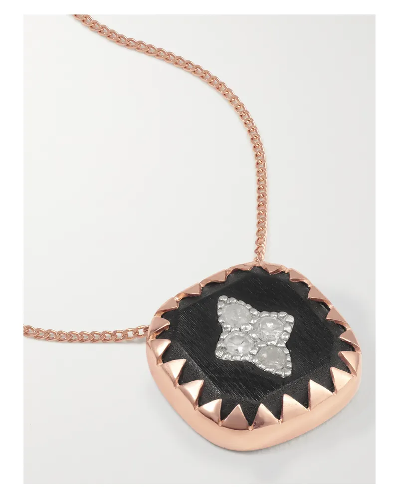 Pascale Monvoisin Pierrot N°2 9-karat Rose And White Gold, Bakelite And Diamond Necklace - Black Black