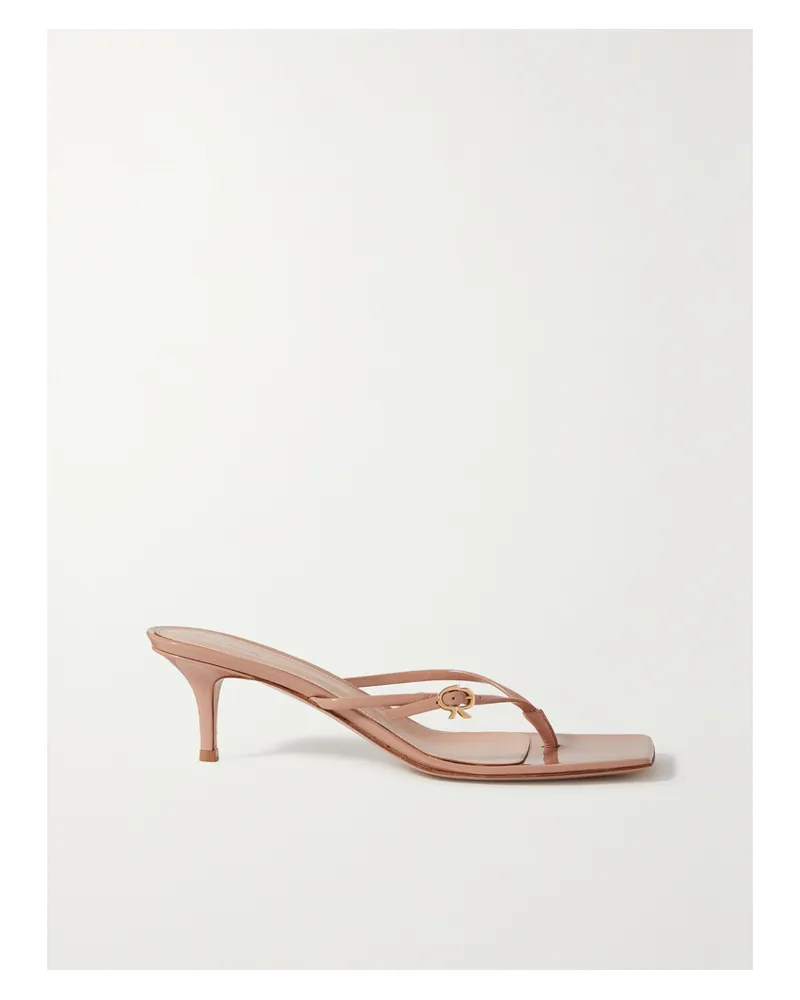 Gianvito Rossi Vernice 55 Mules Aus Lackleder - Neutral Neutral