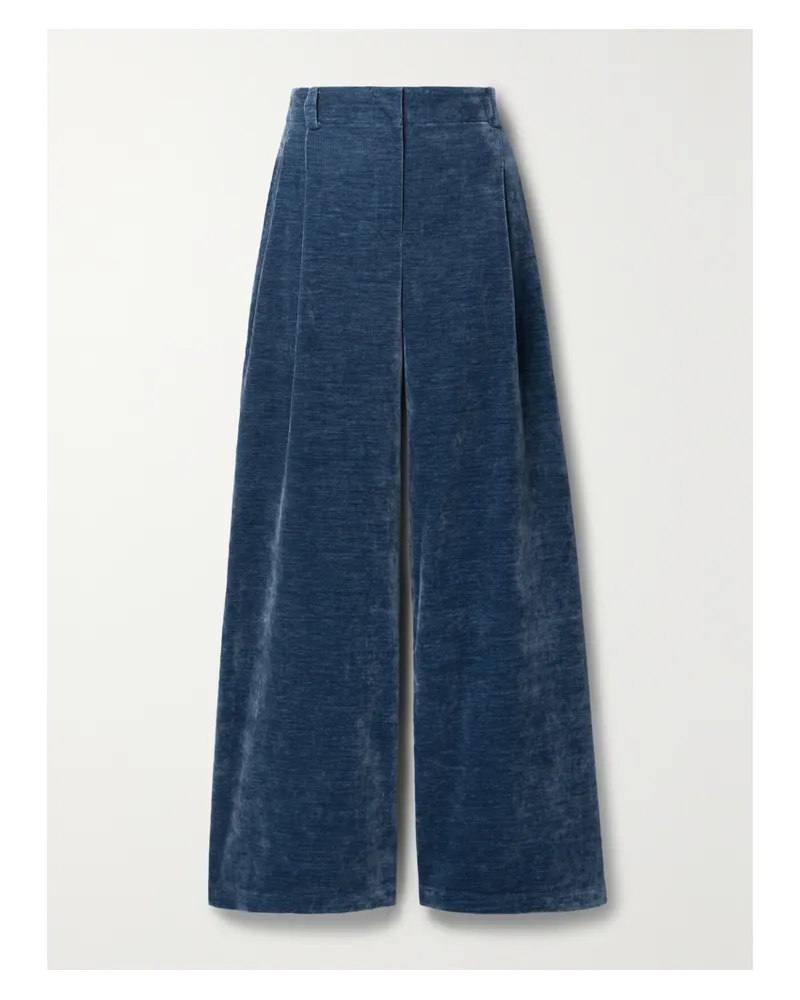 Proenza Schouler Hose Mit Weitem Bein Aus Chenille Mit Falten - Blau Blau