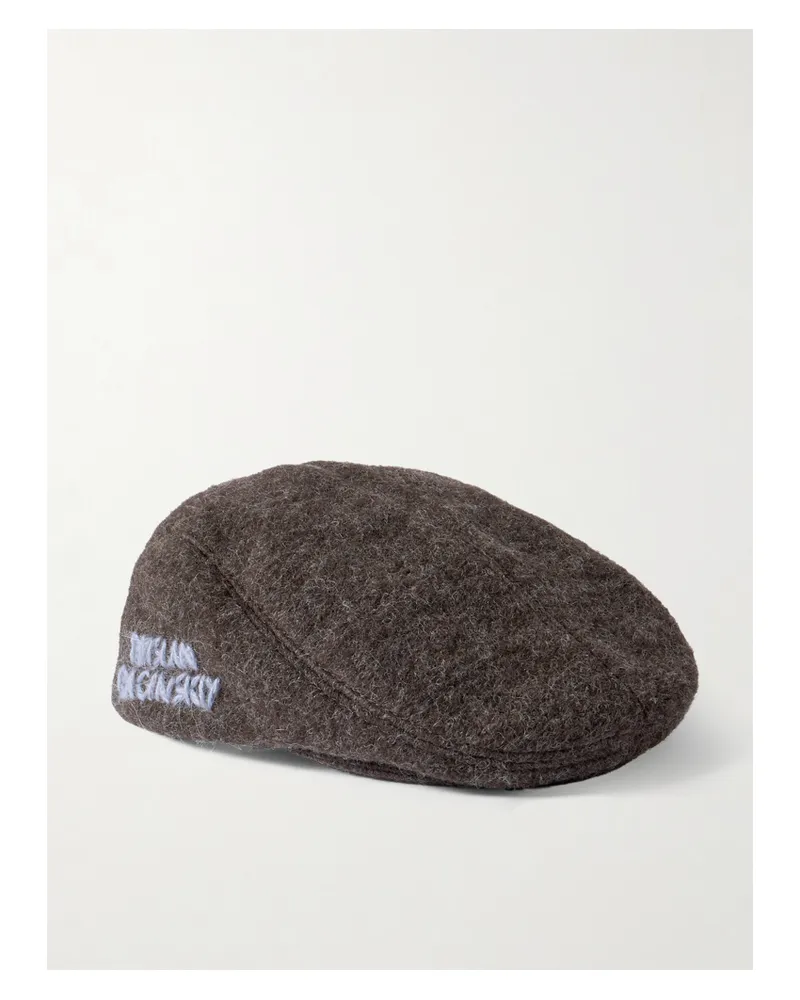 RUSLAN BAGINSKIY Ivy Embroidered Wool-blend Flat Cap - Brown Brown