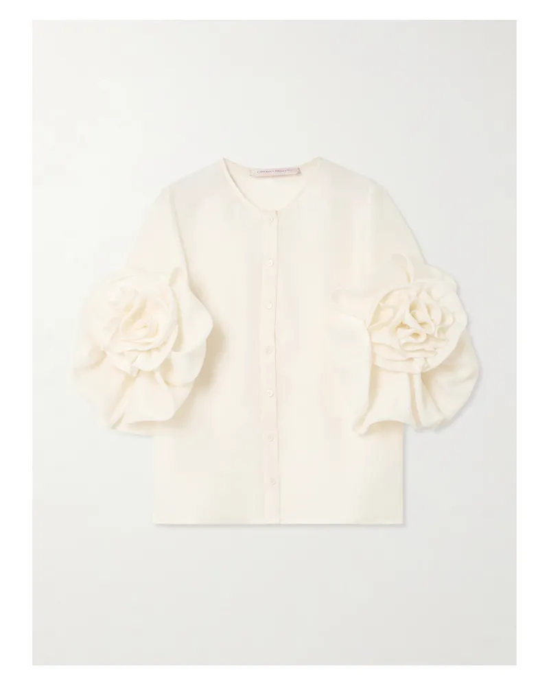 Carolina Herrera New York Seidenbluse Mit Raffungen - Weiß Weiß