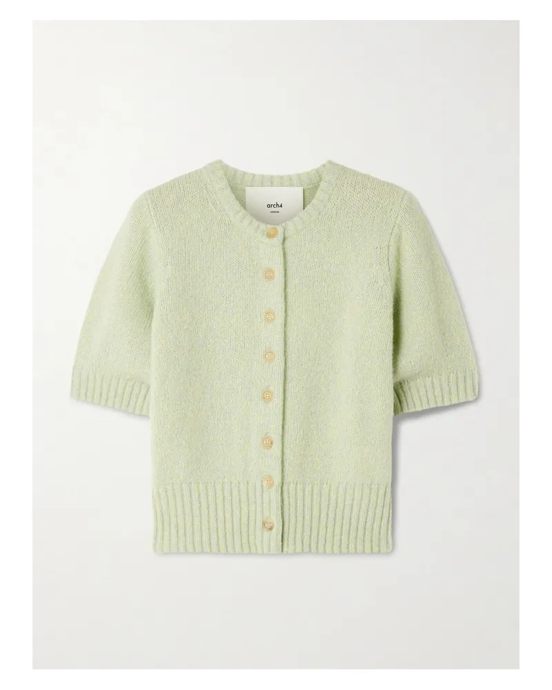 arch4 Rome Cropped Organic Cashmere And Silk-blend Cardigan - Green Green