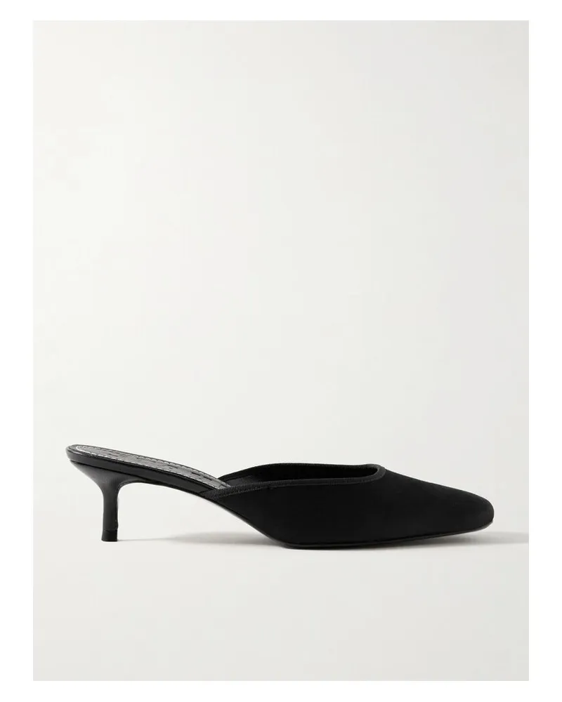 STAUD Otto Mules Aus Satin Mit Ripsbandbesatz - Schwarz Schwarz