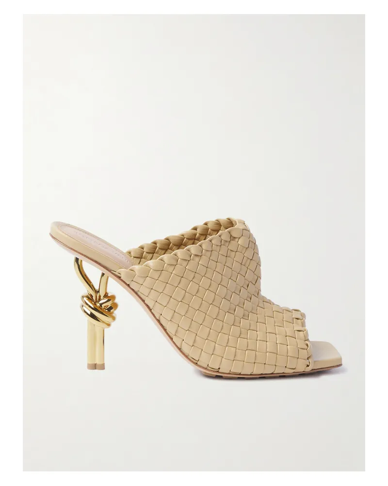 Bottega Veneta Knot Embellished Intrecciato Leather Mules - Neutrals Neutrals