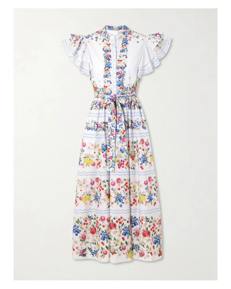 Mary Katrantzou Belted Floral-print Cotton-blend Midi Dress - Multi Multi