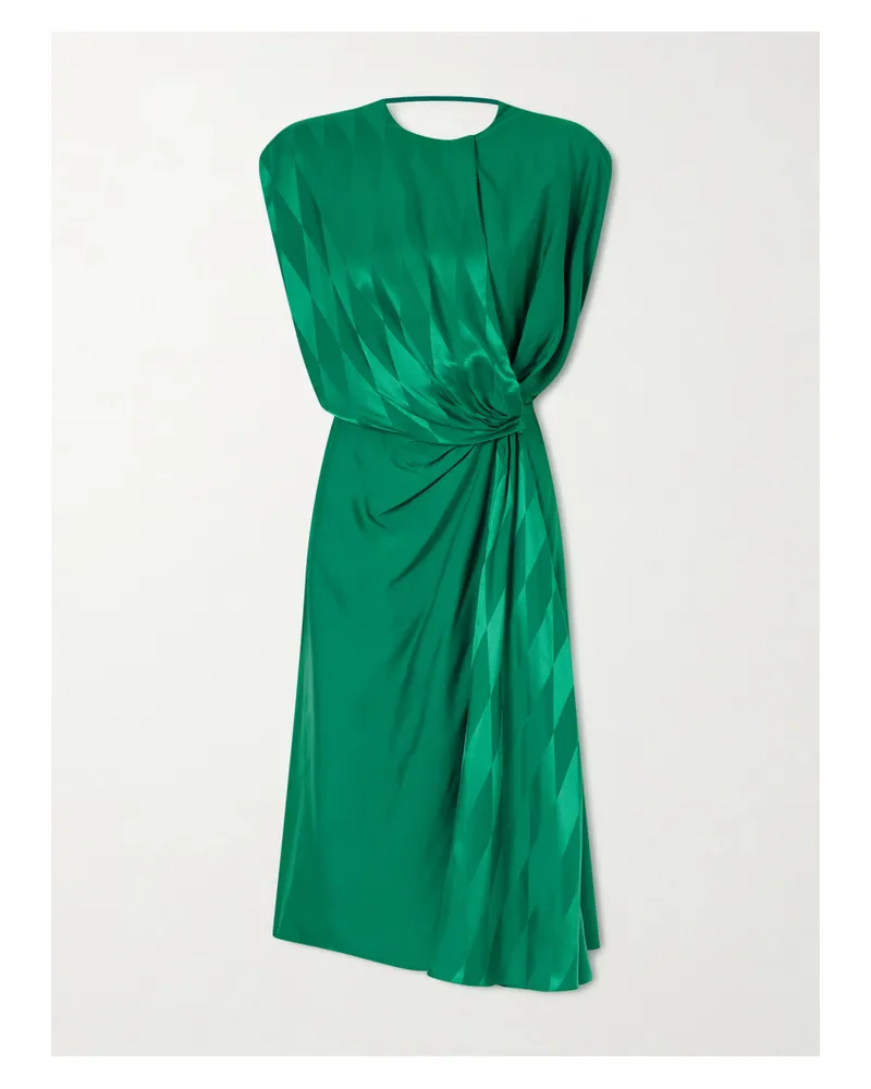 Versace Rhombuses Printed Jacquard-satin Midi Dress - Green Green