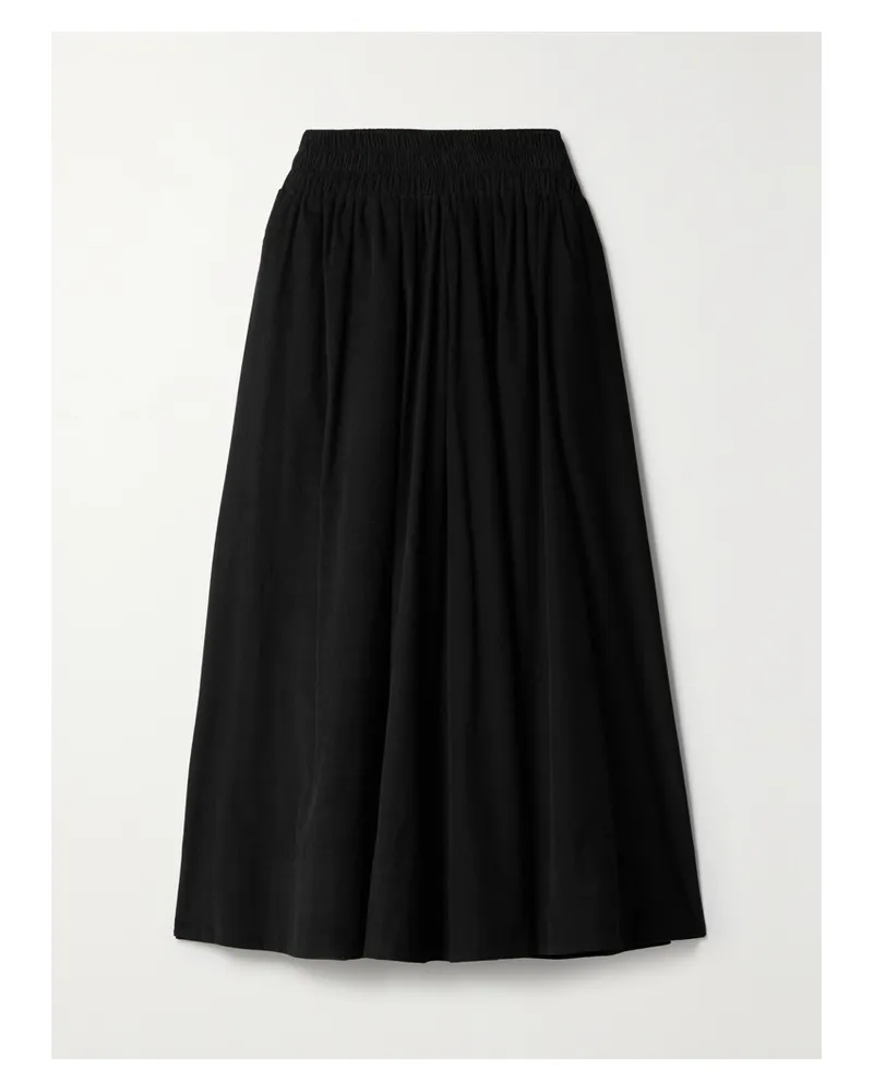 Suzie Kondi The Kyria Midirock Aus Baumwollcord Mit Falten - Schwarz Schwarz