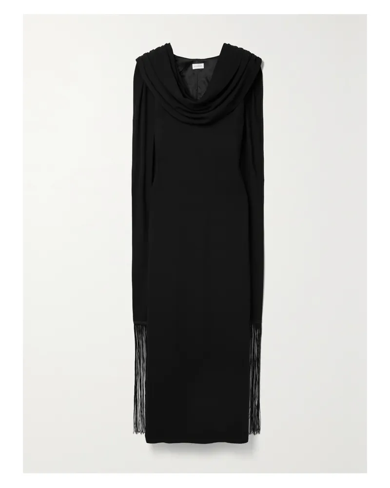 By Malene Birger Cressida Maxikleid Aus Crêpe Mit Fransen - Schwarz Schwarz