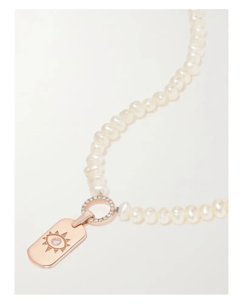 Diane Kordas Evil Eye Kette Mit Details Aus 14 Karat Roségold, Perlen Und Diamanten Gold