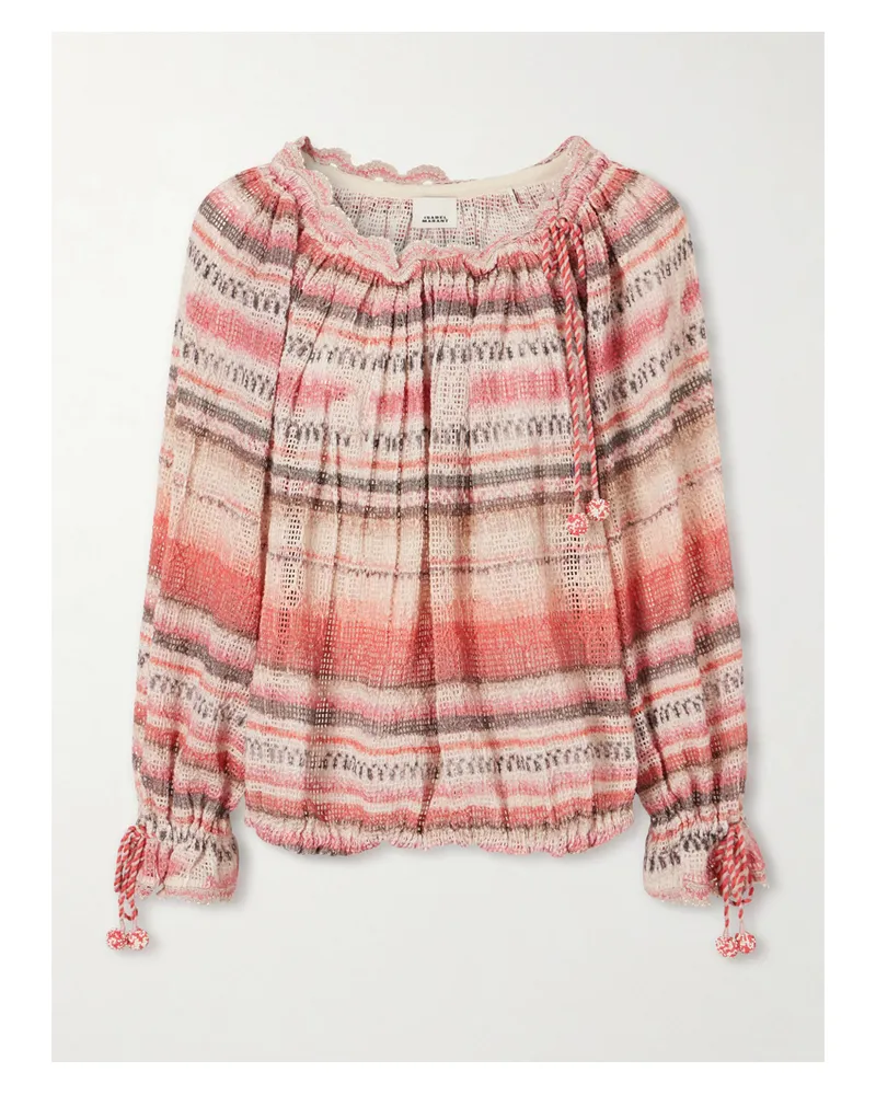 Isabel Marant Nalyna Gestreifter Pullover Aus Einer Gehäkelten Baumwollmischung - Pink Pink
