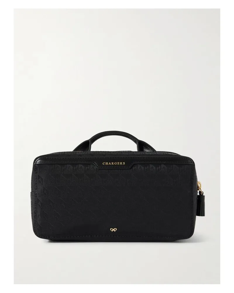 Anya Hindmarch Home Office Beutel Aus Jacquard Mit Lederbesätzen - Schwarz Schwarz