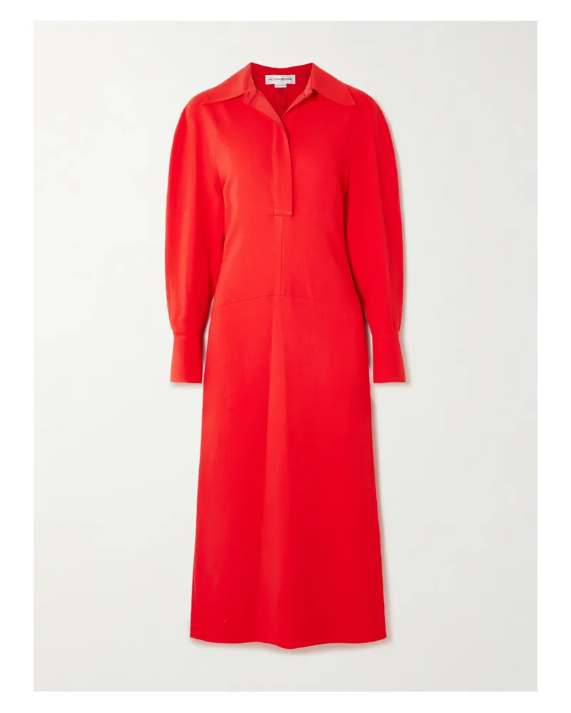 Victoria Beckham Asymmetrisches Hemdblusenkleid Aus Crêpe Mit Raffungen - Rot Rot