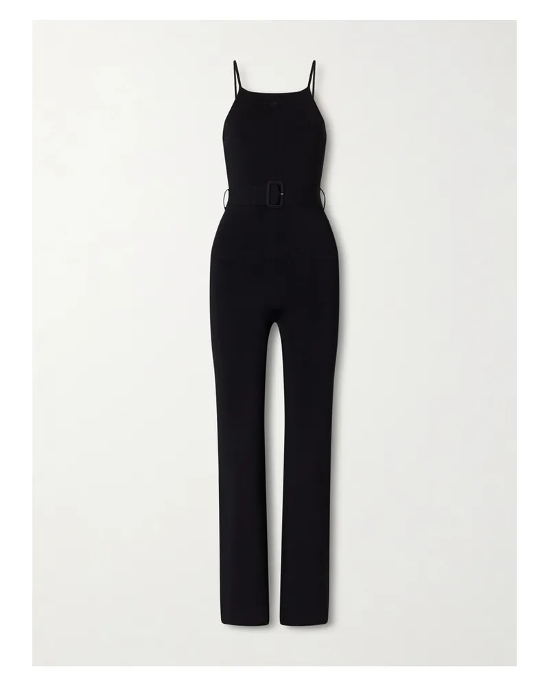 Courrèges Belted Smooth-crepe Jumpsuit - Black Black