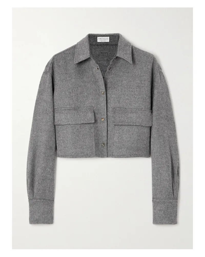 Brunello Cucinelli Verkürzte Jacke Aus Gebürsteter Wolle - Grau Grau